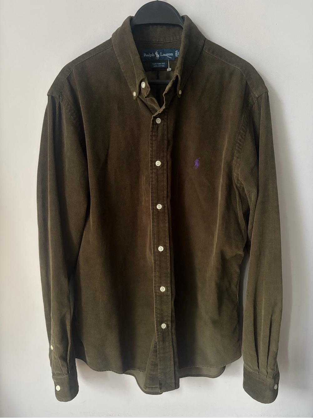 Polo Ralph Lauren Corduroy Custom Fit Olive Green Shirt